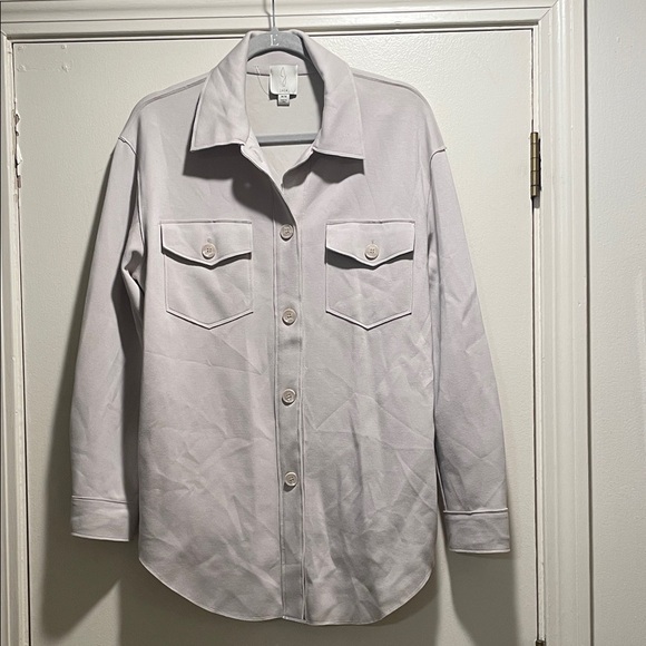 Joie Jackets & Blazers - Joie Cream/Taupe Button-Up Utility Shirt Shacket